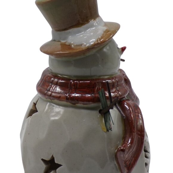 Hallmark Snowman w/Star & Snowflake Cutouts Design Tealight Holder 9" - Picture 6 of 7